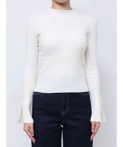 MERCURYDUO（マーキュリーデュオ）の「パール付きフレアスリーブリブニット（ニット/セーター・レディース・ブラック/ベージュ/チャコールグレー/アイボリー・FREE）」の10枚目の写真