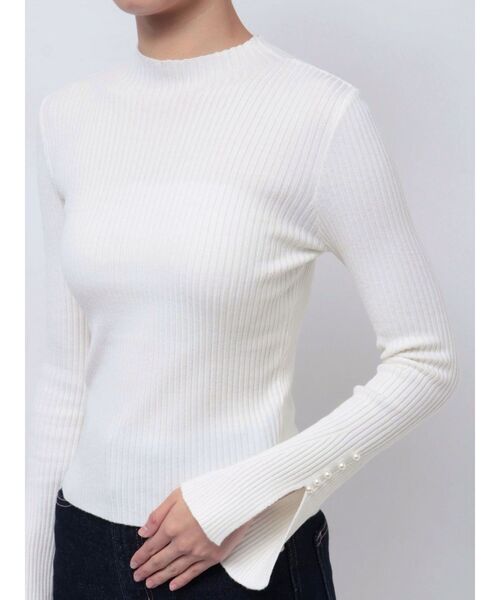 MERCURYDUO（マーキュリーデュオ）の「パール付きフレアスリーブリブニット（ニット/セーター・レディース・ブラック/ベージュ/チャコールグレー/アイボリー・FREE）」の14枚目の写真