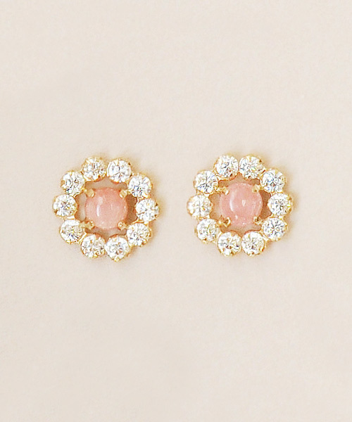 TAKE-UP(テイクアップ)の「K10ゴールド 天然石お花キラキラピアス (ポストK14~K18)(ピアス(両耳用))」|ゴールド系その他4