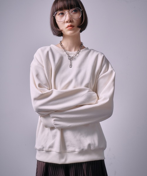 SEN TOKYO(セントーキョー)の「太畝 コーデュロイトレーナー(スウェット・レディース・ブラック/アイボリー/ホワイト/ブラウン/レッド・L/M)」の6枚目の写真