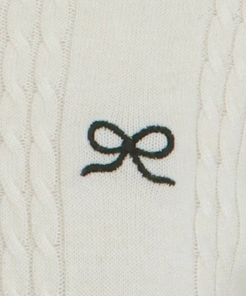 BLUEEAST(ブルーイースト)の「ワンポイントリボン刺繍ケーブルニット(ニット/セーター・レディース・グレー/ブラック/アイボリー/ブラック系/ブラウン・MEDIUM)」の22枚目の写真