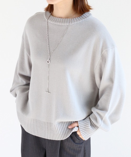 cepo（セポ）の「カシミアタッチクルーネックニット（ニット/セーター・レディース・レッド/ベージュ/ブラック/カーキ/オフホワイト/サックスブルー/グレー/ホワイト/オレンジ/イエロー・M）」の5枚目の写真