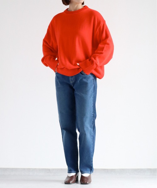 cepo（セポ）の「カシミアタッチクルーネックニット（ニット/セーター・レディース・レッド/ベージュ/ブラック/カーキ/オフホワイト/サックスブルー/グレー/ホワイト/オレンジ/イエロー・M）」の9枚目の写真