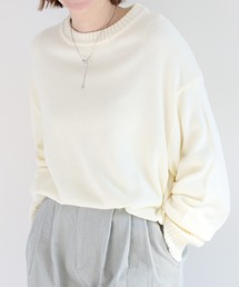 カシミアタッチクルーネックニット