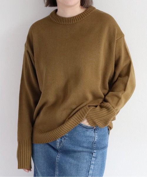 cepo（セポ）の「カシミアタッチクルーネックニット（ニット/セーター・レディース・レッド/ベージュ/ブラック/カーキ/オフホワイト/サックスブルー/グレー/ホワイト/オレンジ/イエロー・M）」の7枚目の写真