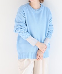 カシミアタッチクルーネックニット