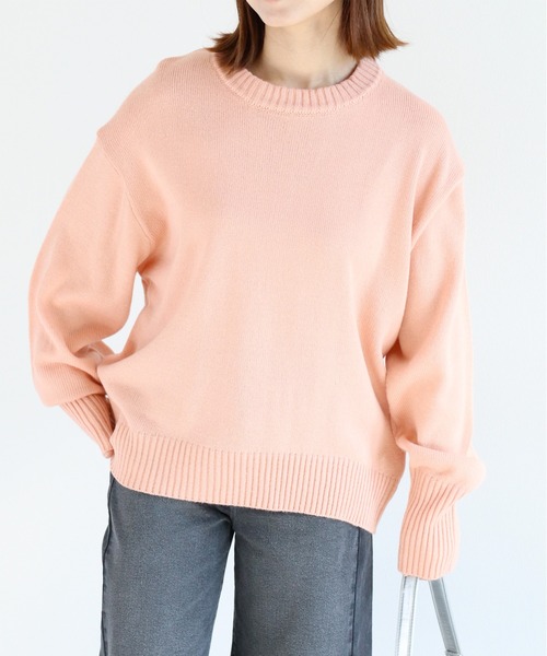 cepo（セポ）の「カシミアタッチクルーネックニット（ニット/セーター・レディース・レッド/ベージュ/ブラック/カーキ/オフホワイト/サックスブルー/グレー/ホワイト/オレンジ/イエロー・M）」の10枚目の写真