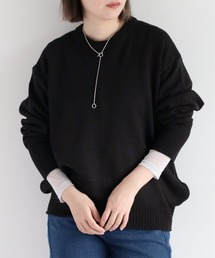 カシミアタッチクルーネックニット