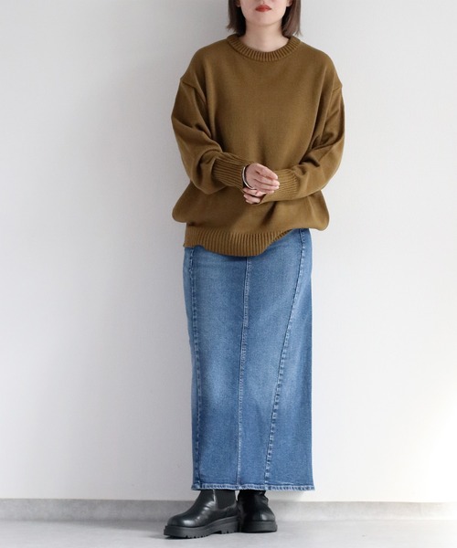 cepo（セポ）の「カシミアタッチクルーネックニット（ニット/セーター・レディース・レッド/ベージュ/ブラック/カーキ/オフホワイト/サックスブルー/グレー/ホワイト/オレンジ/イエロー・M）」の16枚目の写真