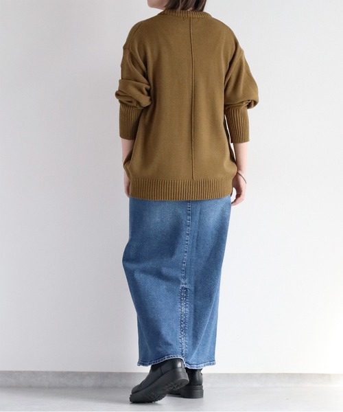 cepo（セポ）の「カシミアタッチクルーネックニット（ニット/セーター・レディース・レッド/ベージュ/ブラック/カーキ/オフホワイト/サックスブルー/グレー/ホワイト/オレンジ/イエロー・M）」の18枚目の写真