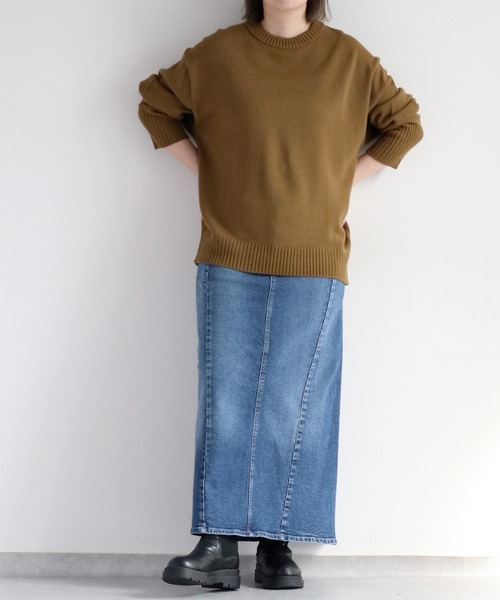 cepo（セポ）の「カシミアタッチクルーネックニット（ニット/セーター・レディース・レッド/ベージュ/ブラック/カーキ/オフホワイト/サックスブルー/グレー/ホワイト/オレンジ/イエロー・M）」の21枚目の写真