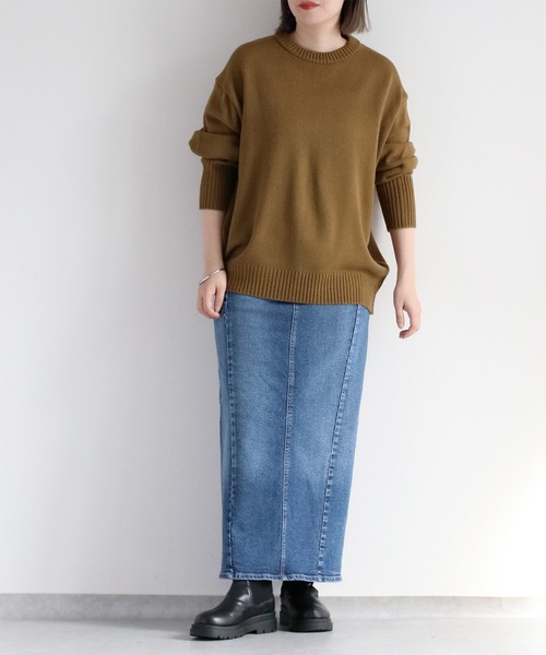 cepo（セポ）の「カシミアタッチクルーネックニット（ニット/セーター・レディース・レッド/ベージュ/ブラック/カーキ/オフホワイト/サックスブルー/グレー/ホワイト/オレンジ/イエロー・M）」の22枚目の写真