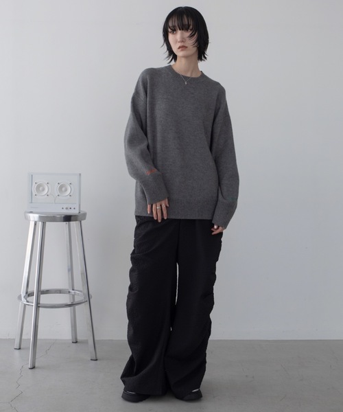 袖ロゴ刺繍ニットプルオーバー/新色追加（ニット/セーター）｜VACANCY