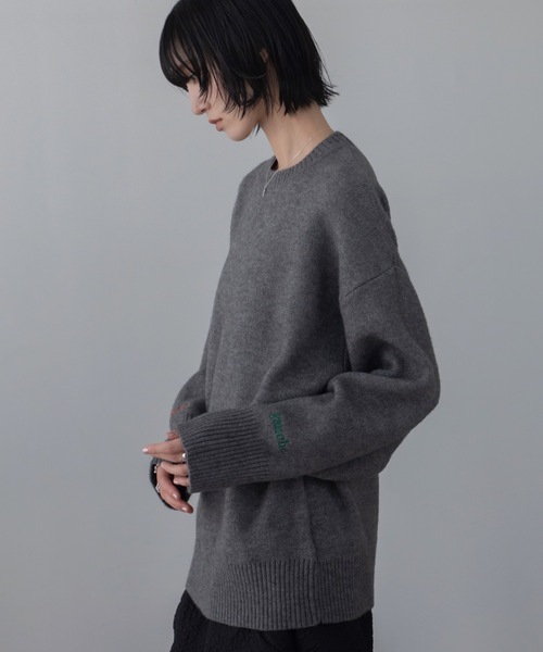 CRESCENT　プルオーバー　ドット刺繍　ウール セール】◇チェーンロゴ刺繍ニットプルオーバー（ニット/セーター