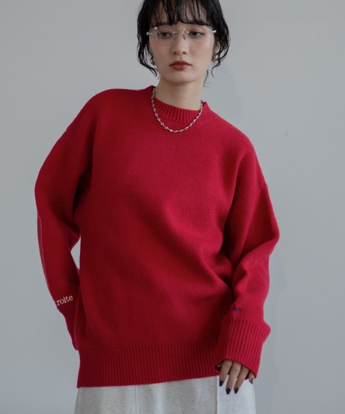 アンティアン ニットプルオーバー タートルネック 刺繍 黄色 F*ZC207 セール】 【OUTLET】ロゴ入タートルネックセーター （ニット