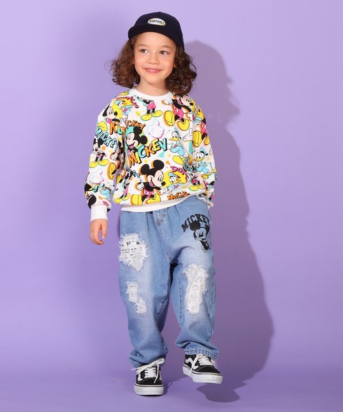 Disney(ディズニー)の「ディズニー アニマル柄 ダメージ デニムロングパンツ 9984K(デニムパンツ・キッズ・ブラック×レッド・80cm/90cm/100cm/110cm/120cm/130cm/140cm)」の5枚目の写真
