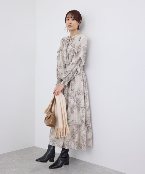 ROPE' PICNIC（ロペピクニック）の「前後2WAY/アソート柄ロングティアードワンピース（ワンピース・レディース・ライトグレー/ブラック/ホワイト系その他・38/36）」の9枚目の写真