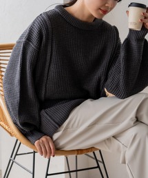 ワッフル編みルーズニット