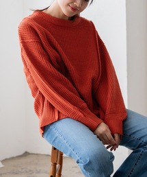 ワッフル編みルーズニット