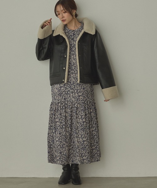 セール】フェイクレザー×ボア ブルゾン（ブルゾン）｜hunch（ハンチ