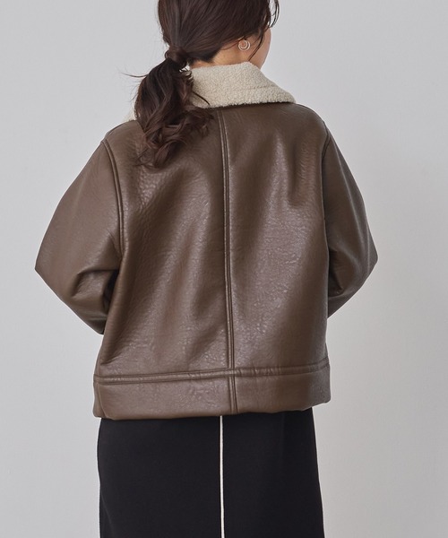 セール】フェイクレザー×ボア ブルゾン（ブルゾン）｜hunch（ハンチ