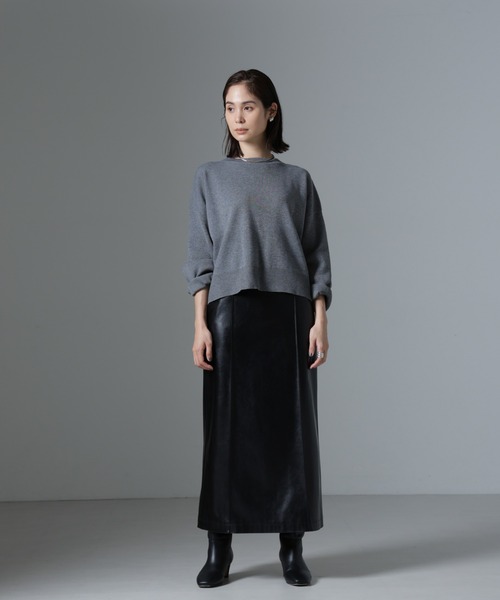 NANO universe（ナノユニバース）の「総針ワイドシルエットニットトップス(セットアップ可)（ニット/セーター・レディース・グレー/ブラック/ライトベージュ・FREE）」の8枚目の写真