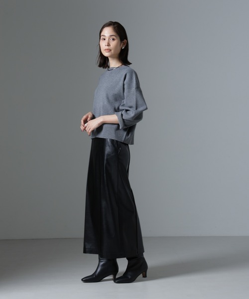 NANO universe（ナノユニバース）の「総針ワイドシルエットニットトップス(セットアップ可)（ニット/セーター・レディース・グレー/ブラック/ライトベージュ・FREE）」の9枚目の写真