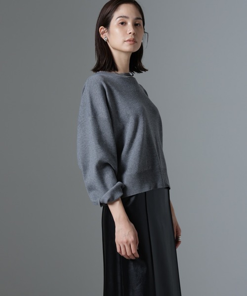NANO universe（ナノユニバース）の「総針ワイドシルエットニットトップス(セットアップ可)（ニット/セーター・レディース・グレー/ブラック/ライトベージュ・FREE）」の4枚目の写真