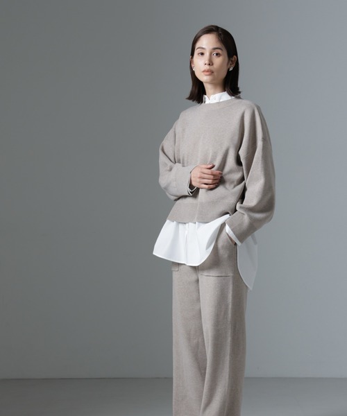 セール】総針ワイドシルエットニットトップス(セットアップ可)（ニット