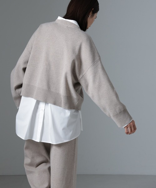 NANO universe（ナノユニバース）の「総針ワイドシルエットニットトップス(セットアップ可)（ニット/セーター・レディース・グレー/ブラック/ライトベージュ・FREE）」の13枚目の写真