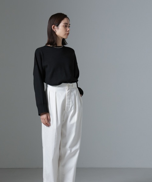 NANO universe（ナノユニバース）の「総針ワイドシルエットニットトップス(セットアップ可)（ニット/セーター・レディース・グレー/ブラック/ライトベージュ・FREE）」の22枚目の写真