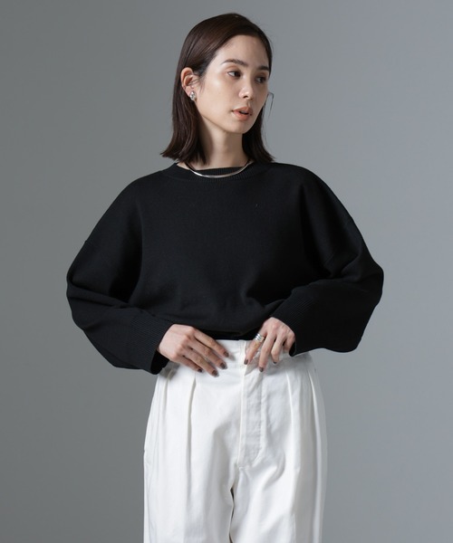 NANO universe（ナノユニバース）の「総針ワイドシルエットニットトップス(セットアップ可)（ニット/セーター・レディース・グレー/ブラック/ライトベージュ・FREE）」の18枚目の写真