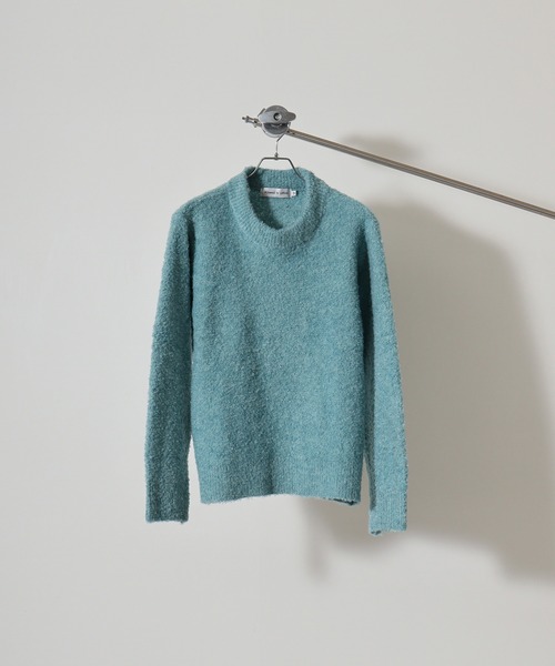 FUNALIVE（ファンアライブ）の「Loop yarn dull color mock neck knit / ループヤーン くすみカラー モックネックニット unisex（ニット/セーター・メンズ・チャコール/サックスブルー/ブラウン/ピンク/ライトグレー・XL/M/L）」の4枚目の写真