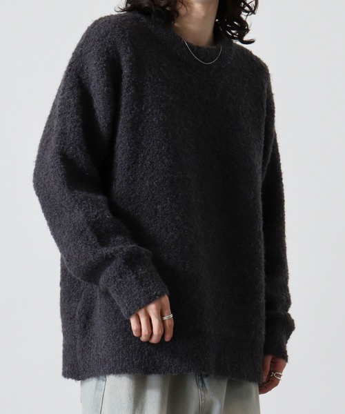 FUNALIVE（ファンアライブ）の「Loop yarn dull color mock neck knit / ループヤーン くすみカラー モックネックニット unisex（ニット/セーター・メンズ・チャコール/サックスブルー/ブラウン/ピンク/ライトグレー・XL/M/L）」の10枚目の写真