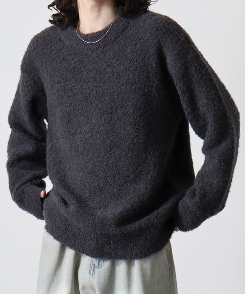 FUNALIVE（ファンアライブ）の「Loop yarn dull color mock neck knit / ループヤーン くすみカラー モックネックニット unisex（ニット/セーター・メンズ・チャコール/サックスブルー/ブラウン/ピンク/ライトグレー・XL/M/L）」の11枚目の写真