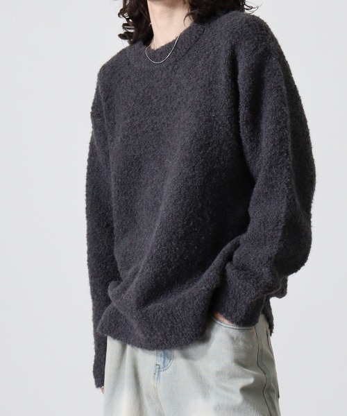 FUNALIVE（ファンアライブ）の「Loop yarn dull color mock neck knit / ループヤーン くすみカラー モックネックニット unisex（ニット/セーター・メンズ・チャコール/サックスブルー/ブラウン/ピンク/ライトグレー・XL/M/L）」の12枚目の写真