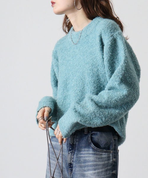 FUNALIVE（ファンアライブ）の「Loop yarn dull color mock neck knit / ループヤーン くすみカラー モックネックニット unisex（ニット/セーター・メンズ・チャコール/サックスブルー/ブラウン/ピンク/ライトグレー・XL/M/L）」の6枚目の写真