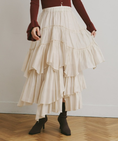 Olu.(オルドット)の「ランダムギャザースカート(スカート・レディース・ホワイト/ブラック/ベージュ/ブルー/ネイビー・0/1)」の3枚目の写真