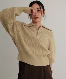 ハーフジップニットプルオーバー