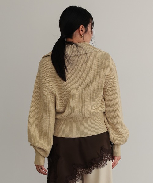 TENTO（テント）の「ハーフジップニットプルオーバー（ニット/セーター・レディース・チャコールグレー/ベージュ/イエロー・FREE）」の11枚目の写真