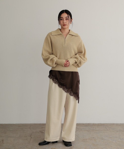 TENTO（テント）の「ハーフジップニットプルオーバー（ニット/セーター・レディース・チャコールグレー/ベージュ/イエロー・FREE）」の20枚目の写真