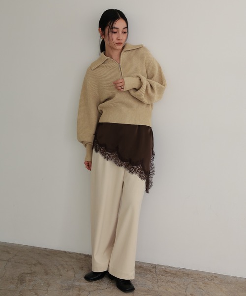 TENTO（テント）の「ハーフジップニットプルオーバー（ニット/セーター・レディース・チャコールグレー/ベージュ/イエロー・FREE）」の18枚目の写真