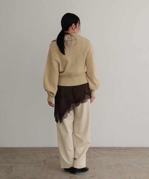 TENTO（テント）の「ハーフジップニットプルオーバー（ニット/セーター・レディース・チャコールグレー/ベージュ/イエロー・FREE）」の22枚目の写真