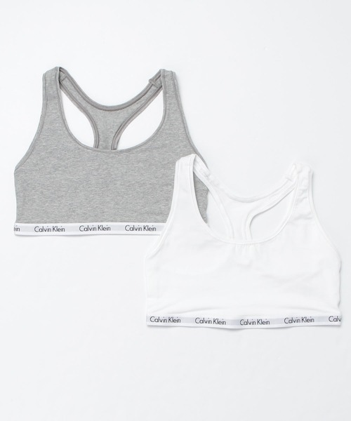 Calvin Klein（カルバン・クライン）の「Calvin Klein/カルバンクライン Carousel 2-Pack Bralette ノンワイヤー スポーツブラ ブラレット（スポーツブラ・レディース・グレー×ホワイト・S）」の5枚目の写真