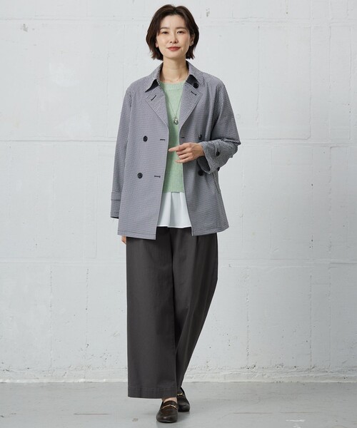 J.PRESS Ladies(J.プレス レディス)の「【洗える】Lightストレッチギンガム ダブル トレンチコート(トレンチコート・レディース・ブラック系3・S/XS)」の5枚目の写真