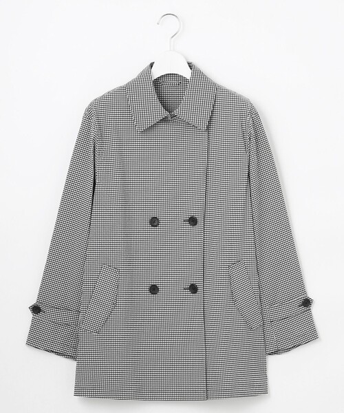 J.PRESS Ladies(J.プレス レディス)の「【洗える】Lightストレッチギンガム ダブル トレンチコート(トレンチコート・レディース・ブラック系3・S/XS)」の2枚目の写真