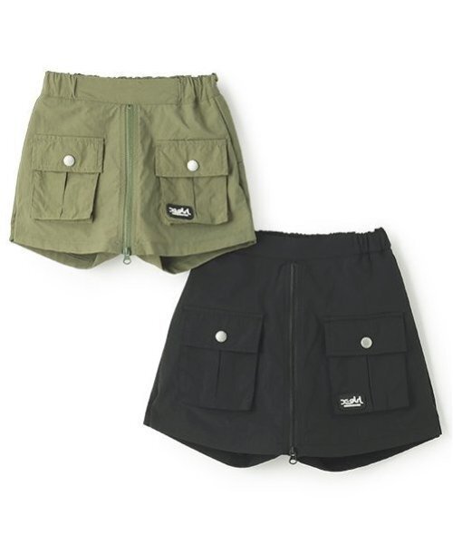 X-girl Stages（エックスガールステージス）の「フロントジップカーゴスカパン（その他パンツ・キッズ・ブラック/カーキ・140cm/130cm/110cm/90cm/120cm/100cm）」の3枚目の写真