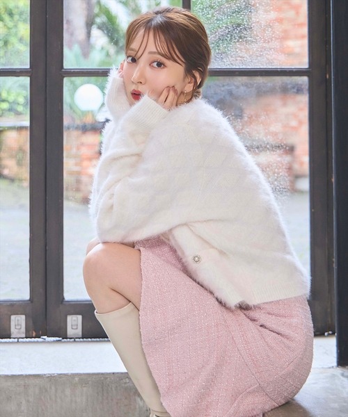 SWINGLE（スウィングル）の「フリルヘムツイードミニスカート（スカート・レディース・ピンク/ブルー/クリーム・SMALL/MEDIUM）」の5枚目の写真