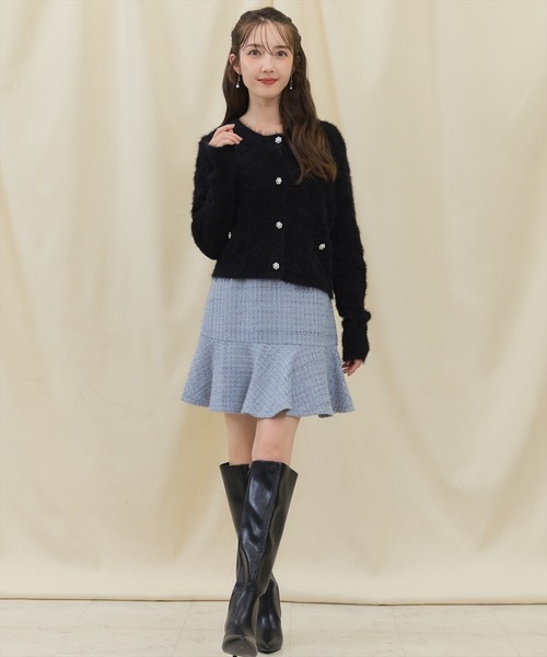 SWINGLE（スウィングル）の「フリルヘムツイードミニスカート（スカート・レディース・ピンク/ブルー/クリーム・SMALL/MEDIUM）」の14枚目の写真