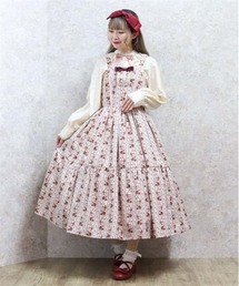 axes femme kawaii | ストライプローズ柄ジャンスカ(ジャンパースカート)